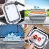 Foldable silicone bowl with drain, gray, for vegetables, laundry, 6l
