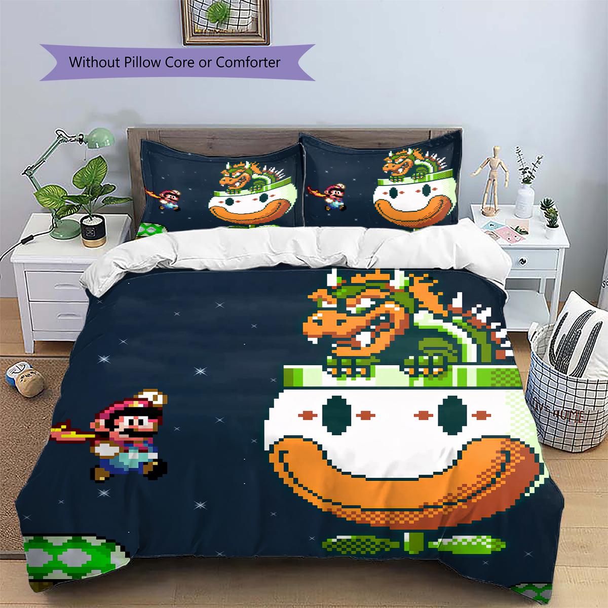 Mario Pixel Art Duvet Cover & Pillowcases, Mario Fan Retro Pixel Bedding, Great Gift.chl 135x200cm