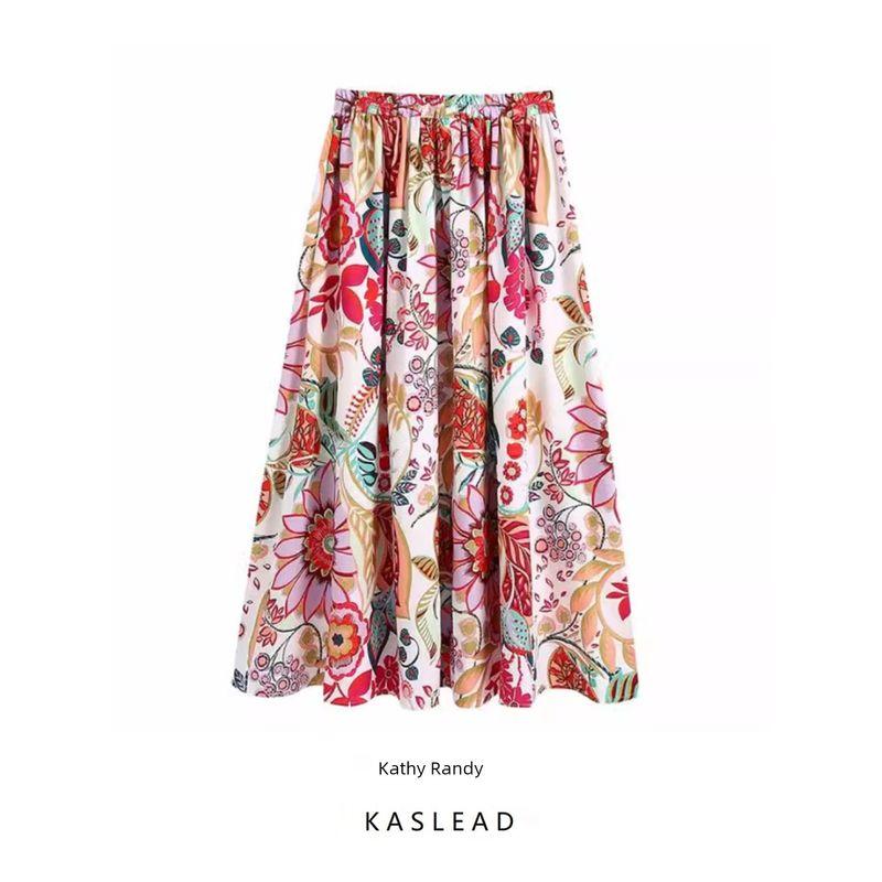 Kaslead New Arrival Women's Fashion Style Fashion Casual Ethnic Style Design Trendy Print Half-Length Dress