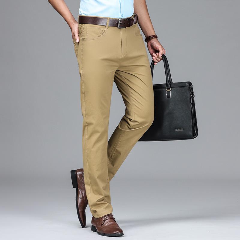 

Мужские деловые брюки с высокой талией: Удобный, прямого кроя, идеально подходит для официальной одежды весной и осенью. 38 (≈100 cm) 200 jin хаки