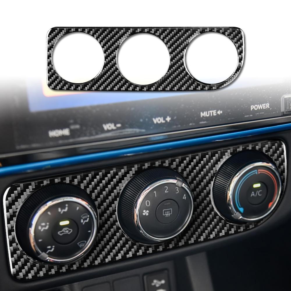 For Toyota Corolla 2014-2018 RHD Center Console AC Knob Frame Black Carbon Fiber Trim Cover Interior Accessories Upgrade