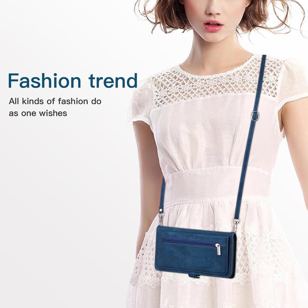 9 Kart Çevirme Retro Fermuar Deri Crossbody Cüzdan Kılıf iPhone 15 14 13 12 11 Pro Max XS MAX XR / Samsung S23 S22 S21 S20 Ultra Artı A14 A13 A54 A53