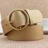 Gold Round Buckle Women'S Pu Belt Skirt Decorative Jeans Belt Women