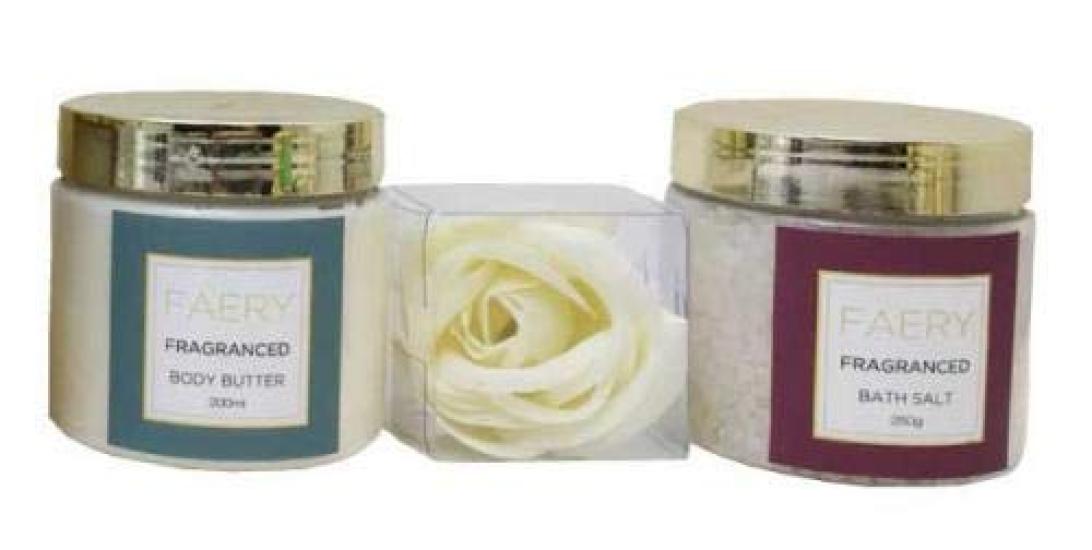 

Japan Grand Champagne FAERY Body Care Set - Facinante (Peony Scent) - Multicolor Body Cream - 3-Piece Assortment