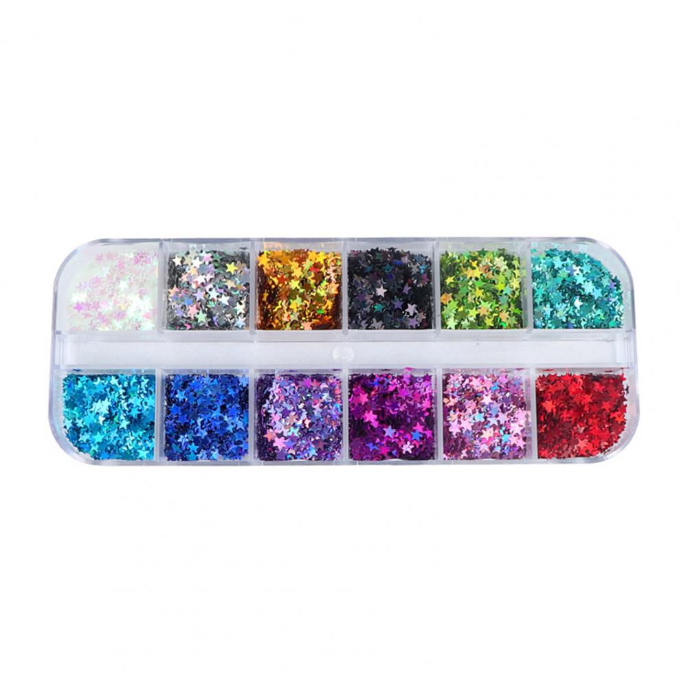 Nail Sequins Set Nail Glitter Set Star Nail Art Sequins Set 12 Grids Glitter Charms Diy Manicure Decoration for Design