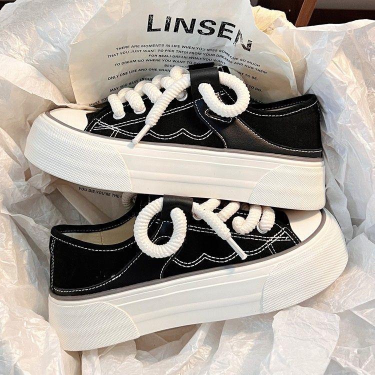 Two thick-soled canvas shoes 22 spring new niche original ugly cute mango head student half drag