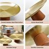 Stainless Steel Dessert Tray with Wooden Base Korean Style Fruit Display Plate Cake Plate Dining Table Home Decoration Ornaments