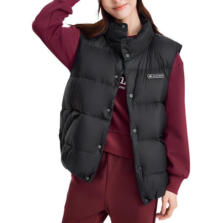 Skechers FW24 Lightweight Padded Insulated Versatile Layering Down Vest Men Vests Carbon-Black L424U046-0018
