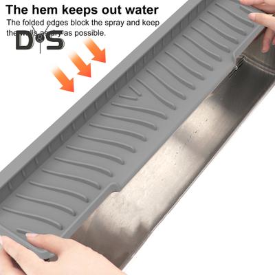 Faucet Sink Splash Guard Silicone Drain Mat for Kitchen Sink Anti-Slip Water Catcher Pad with Striped Grooves