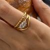 3pcs/Set Elegant 18K Gold Color Adjustable Size Threaded Ring Accessory Stylish Finger Accessories for Fashionistas