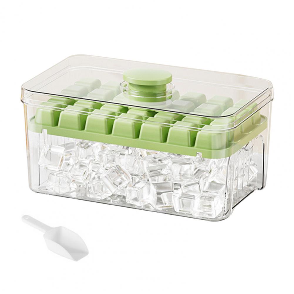 Ice Storage Container Ice Cube Mold Double Layer Ice Cube Tray with Lid Storage Box Easy-release Mold with Scoop for Cocktails (Green,XXL) зелёный