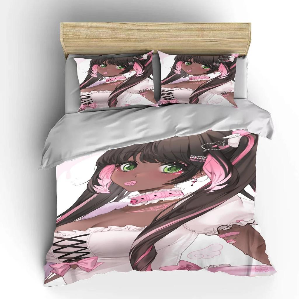 Japanisches 3D Anime Moe Doppelbett Bettbezug Bett Europäische Bettwäschesets Heimtextilien Luxus Kissenbezüge Schlafzimmer Bettwäschesets A