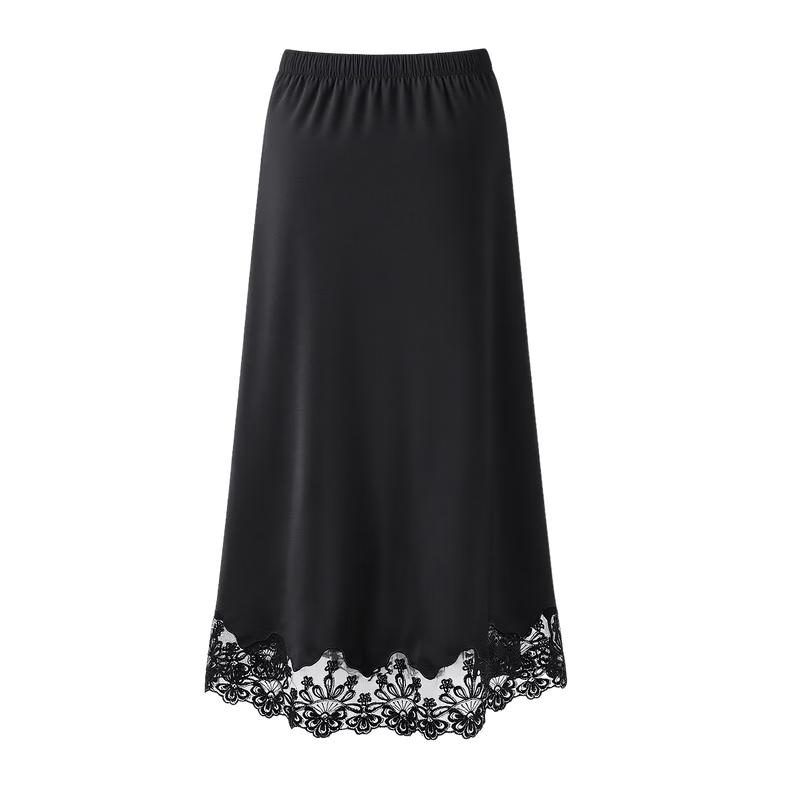 Qiushui Yiren Elegant Lace Patchwork A-Line Skirt