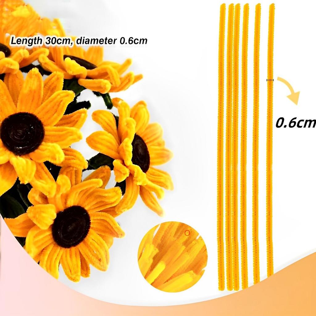 Pfeifenreiniger Blumen-Sets DIY Handwerksbedarf, zum Basteln künstlicher Sonnenblumensträuße, Hochzeits-Geburtstags-Festtagsgeschenk
