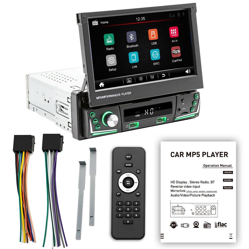 1Din Car Radio Multimedia MP5 Player, 7 inch Universal Navigation with Android Auto & Bluetooth, HD Screen USB TF FM Stereo