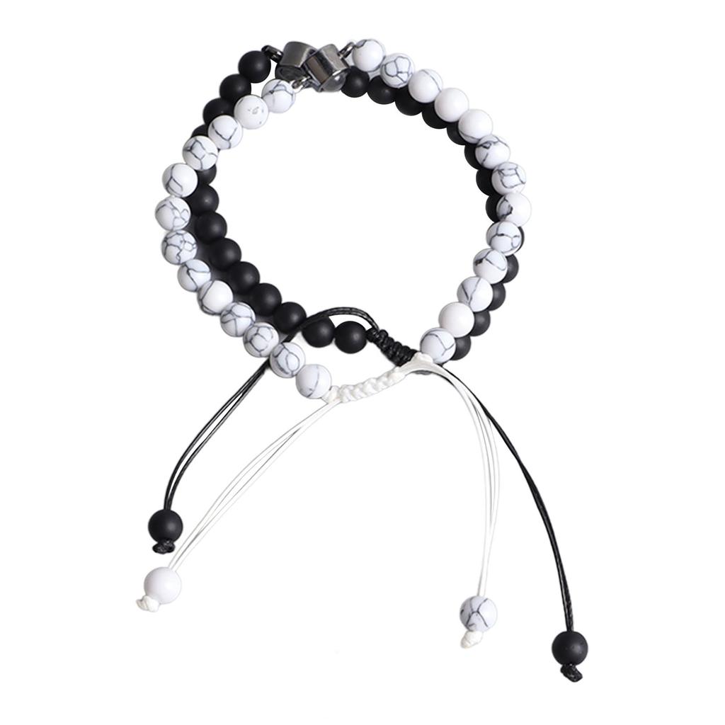 Stone Bracelet Adjustable Frosted Unique Fashionable White Black Turquoise Bracelet for Men Women