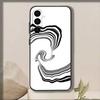 Abstract Wavy Line Art Design   Phone Case Black Silicone Soft For Samsung Galaxy A73,A72,A71,A70,A53,A52,A51
