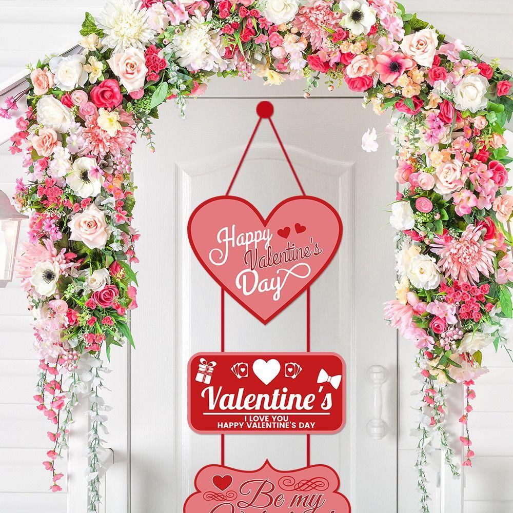 2pcs Romantic Valentines Day Decorations Confession Multipurpose Front-Porch Door Hanger Arrange Props Party Signs Banners