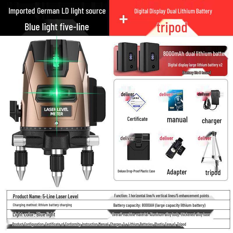High-Precision 35-Line Outdoor Green Laser Level with Digital Display and Automatic Self-Leveling