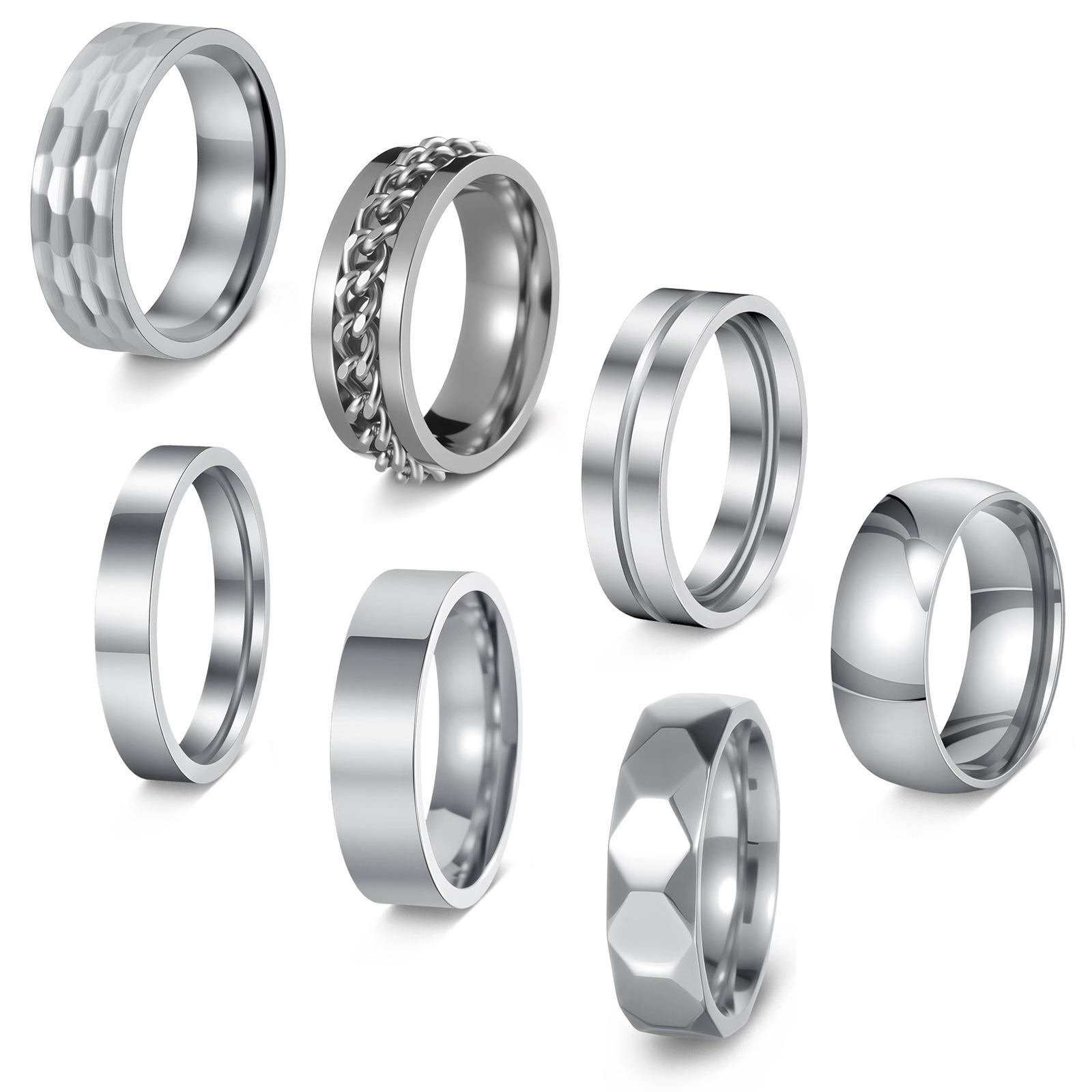 

Unisex Stainless Steel Plated Rings Set: European & American Fashion Styles, Men s Size 9