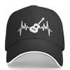 Cool Classic Hippie Curved Brim Baseball Cap Guitar Heartbeat Printed Trucker Hat Music Lover for Casual Leisure Outdoor