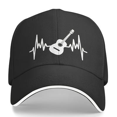 Guitar Heartbeat Rhythm Baseball Cap Unisex Polyester Adjustable Snapback Music Lover Outdoors Hat