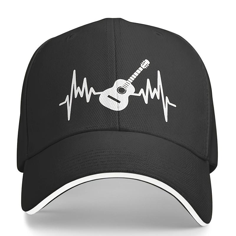 Guitar Heartbeat ECG Rhythm Music Lover Baseball Cap Unisex Cotton Adjustable Casual Sun Protection Streetwear