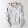 Four-Stripe Color-Woven Striped Hoodie Pullover Sports Casual Sweatshirt Unisex Couple's Outfit Trendy Brand Jacket