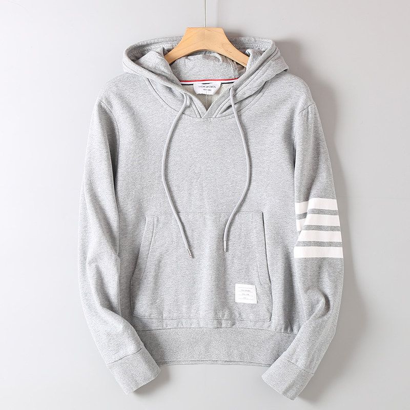 Four-Stripe Color-Woven Striped Hoodie Pullover Sports Casual Sweatshirt Unisex Couple's Outfit Trendy Brand Jacket