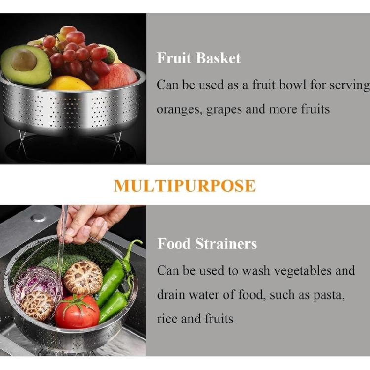 Stainless Steel Steamer Basket for Metal Steamer Insert Steaming Rack with Handle Vegetables Fruit Colander Strainer