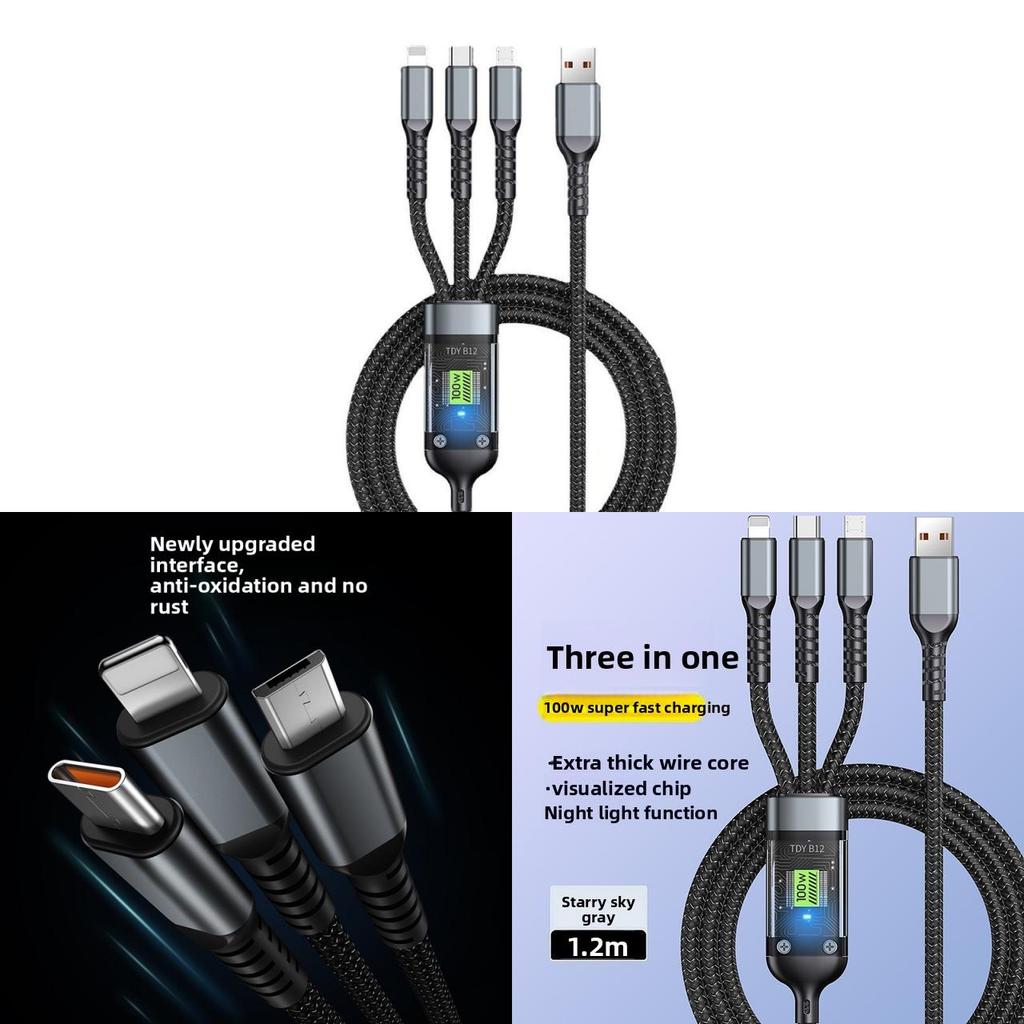 Super Fast Charging 6a Data Cable With Led Indicator For Apple Android Huawei Devices