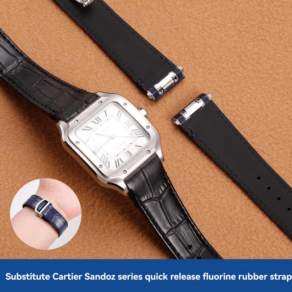 19mm 21mm Uhrenarmband für Cartier Santos WSSA0010 WSSA0009 WSSA0029 Schnellwechsel-Uhrenarmband Herren Krokodilmuster Lederband