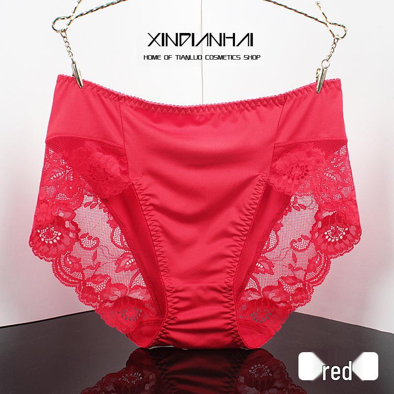 Plus Size Seamless Silk Mid-Waist Lace Panties for Curvy Women