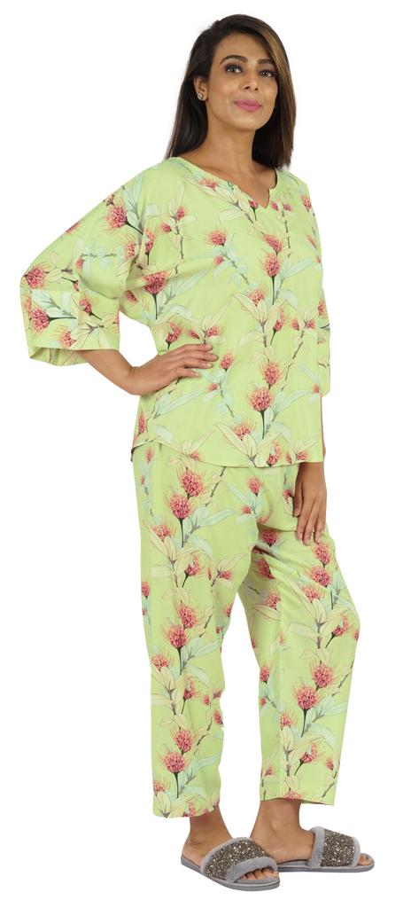 Phagun Women Loungewear 2Pcs Pajama Set Sleepwear Top & Pajama Asian