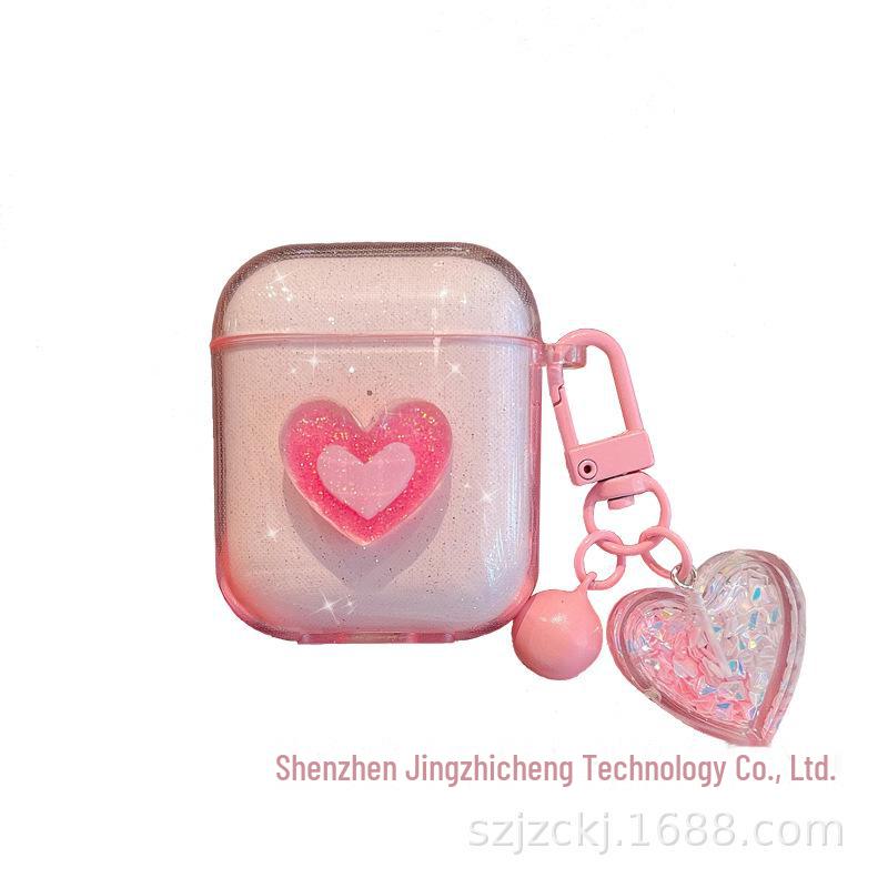 Чехол Glitter Love Crystal для гарнитур Bluetooth 1/2/3 Pro Airpods 3rd generation розовый/мерцание