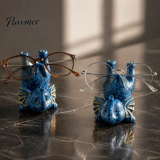 Home Storage Ornament Inverted Elephant Glasses Holder, Handmade Resin Eyeglass Stand, Spectacles Stand Retro Style Decorative Organizer for