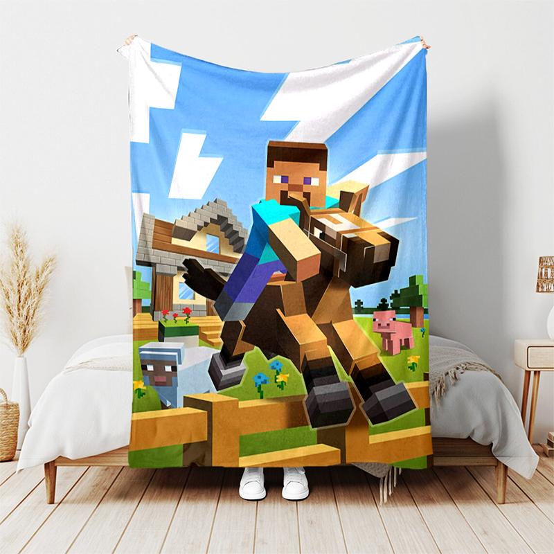1pc Blanket Minecraft5 Print Design, Lightweight Blanket for Sofa, Bed- Soft &Warm, Gift for All Seasons like Christmas, Halloween