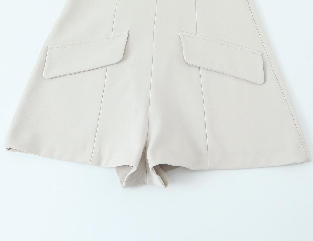 2025 Spring Women's Fashion: European & American Style Spaghetti Strap Jumpsuit Shorts