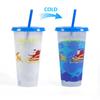 710ml Straw Cup with Lid Single-layer Christmas Magical Color Changing on Cold Cup for Trip