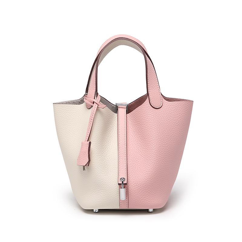 Women's High-Quality Genuine Leather Bucket Bag - Exquisite Cowhide Handbag