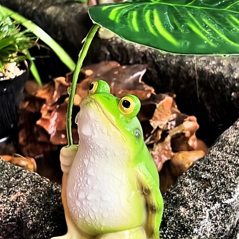 Frosch Regenschirm Schmuckstück Außenbereich Garten Hof Fischbecken Dekoration Balkon Eingang Handwerk Desktop Miniatur