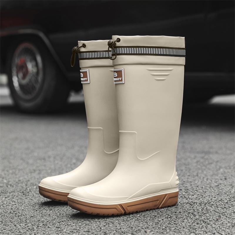 Tall men's rain shoes Medium tube rain boots Soft sole non-slip waterproof boots Rain shoes Outdoor thick-soled casual men's waterproof shoes