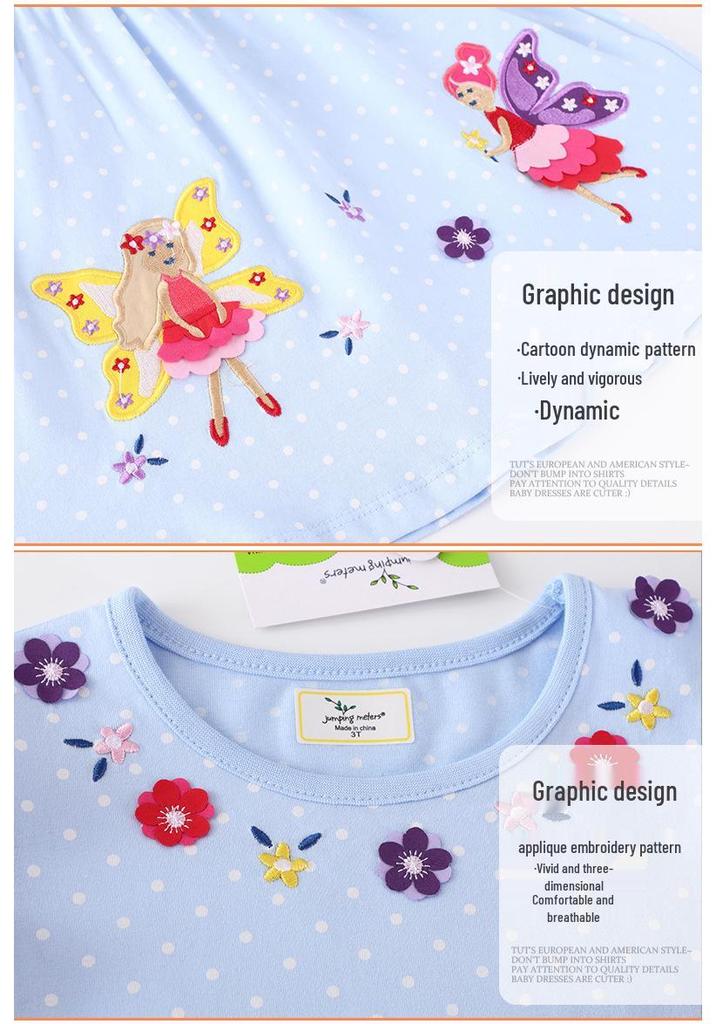European Style Girls' Polka Dot Princess Dress - Autumn Embroidered Long Sleeve Skirt
