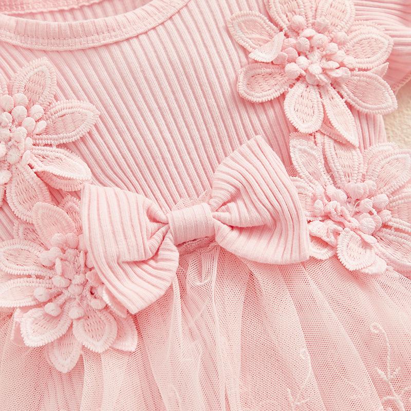 Novorozenecká Dívčí Body Šaty Síťované Dívčí Oblečení Krajková Patchworková Volánková Kombinéza 2dílné Komplety Letní Oblečení Dětské Oblečení