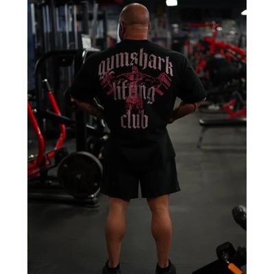 2026 GYM Amerikanischer Fitness Trainingsanzug Sommer Sport Baumwolle Kurzarm T-Shirt Herren Locker Mode Print Hai