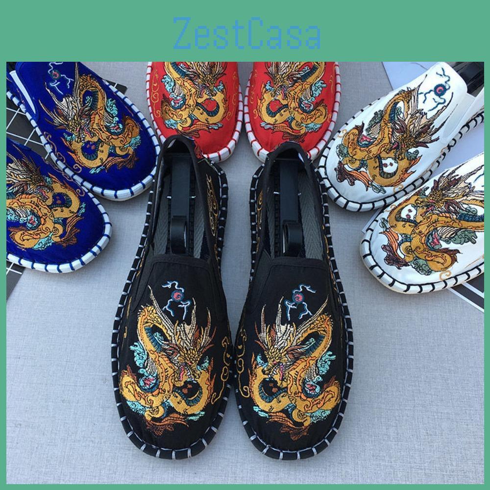 Embroidery Breathable Shoes Canvas Mens Casual Shoes