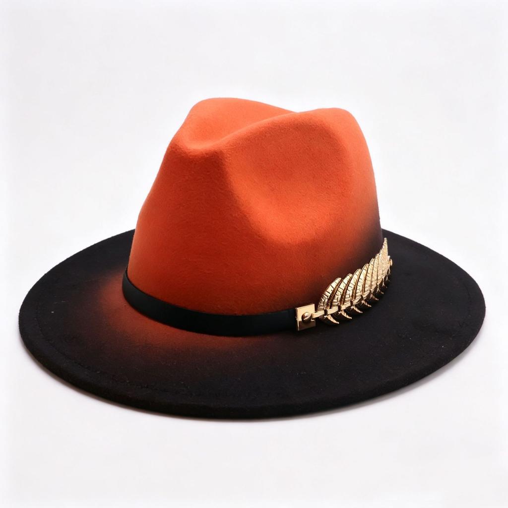 Popular European and American Fashion Western Cowboy Hat Gradual Change Felt Hat Classic High-end Cowboy Hat