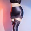 Women Lace Oil Glossy Shiny Micro Mini Skirt Stain Smooth Tight Maid Skirt Elastic Packet Hip Sweet Girl Shaping Cute Skirt
