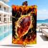 Flaming Football Artwork Beach Towel, Microfiber Beach Towel, Perfect For Pool, Beach, Travel, Home Decor Beach Party Fan gifts