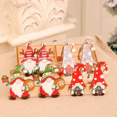 12x Gnome Christmas Wooden Hanging Ornaments Embellishments Santa Claus Doll Predrilled Party